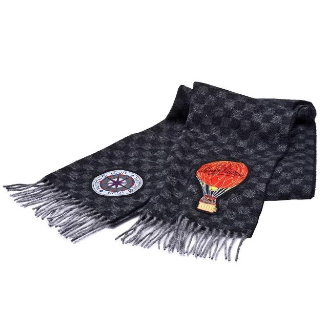 【Louis Vuitton 路易威登】M75901經典DAMIER GRAPHITE MAP CITY羊毛圍巾