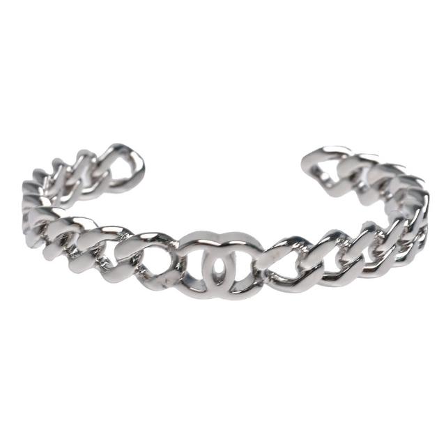 【CHANEL 香奈兒】經典品牌LOGO設計半圈造型手環(銀AB8864-ARG)