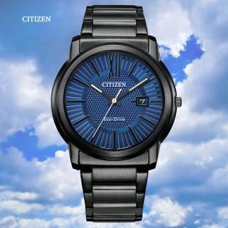 【CITIZEN 星辰】PAIR 光動能時尚簡約潮男腕錶-藍面 鋼帶42mm(AW1217-83L 情侶錶 對錶 男錶)
