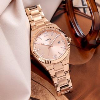 【FOSSIL】公司貨 經典簡約不鏽鋼腕錶/玫瑰金 女錶(ES5258)