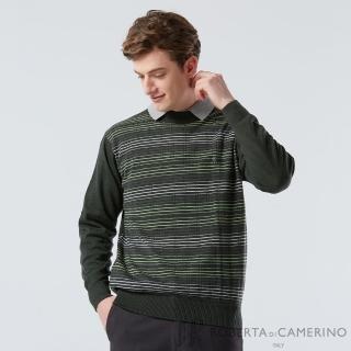 【ROBERTA 諾貝達】男裝 綠色純羊毛衣-圓領精緻剪裁(義大利素材 台灣製)