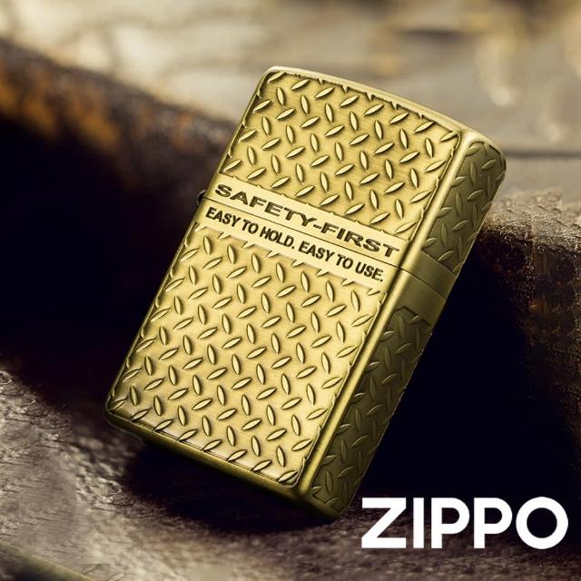 【Zippo官方直營】標語-安全第一-金色-防風打火機(美國防風打火機)