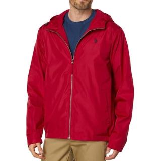 【U.S. POLO ASSN.】2024男時尚襯裡紅色連帽拉鍊款夾克-網