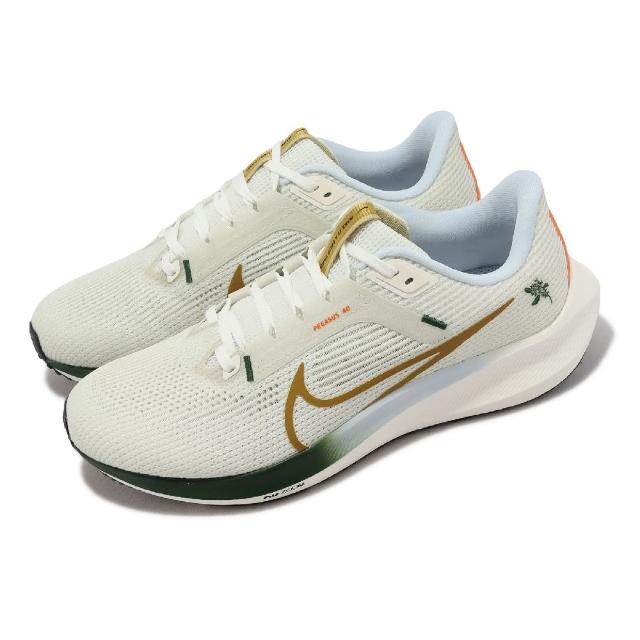 NIKE 耐吉】慢跑鞋Air Zoom Pegasus 40 男鞋米白綠針織鞋面小飛馬運動