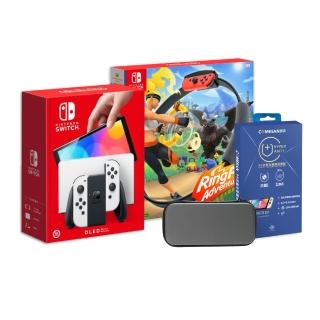 【Nintendo 任天堂】Switch OLED白色主機+健身環+抗藍光貼+主機包(超值組)