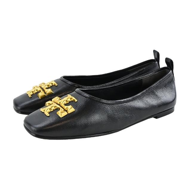 【TORY BURCH】ELEANOR 皮革芭蕾平底鞋(黑)