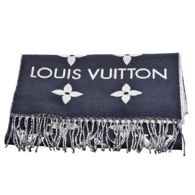 【Louis Vuitton 路易威登】M79503 Essential系列Monogram織花羊毛與絲流蘇圍巾(黑色)