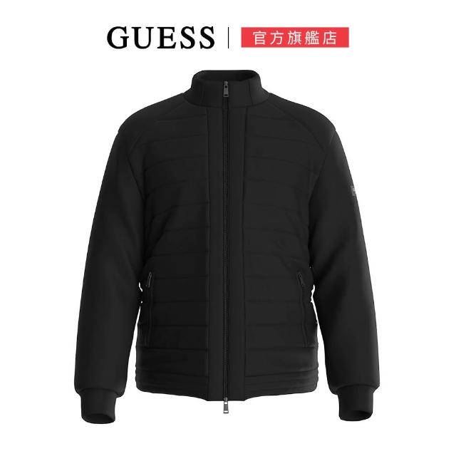 【GUESS】時尚帥氣科技彈性機車夾克(黑)