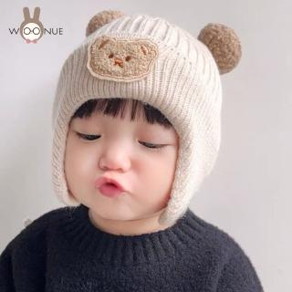 【WOONUE】高質感寶寶兒童嬰幼兒小熊針織加厚保暖護耳帽(親膚.加厚.保暖.可愛無毒安全6個月-3歲)