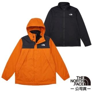 【The North Face】男 防水透氣舒適保暖連帽三合一外套/夾克.風雨衣(89B1-RMI 橘色)