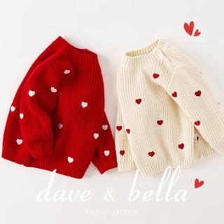【Dave Bella】12%羊毛混紡滿版愛心刺繡針織上衣(DB4237587)