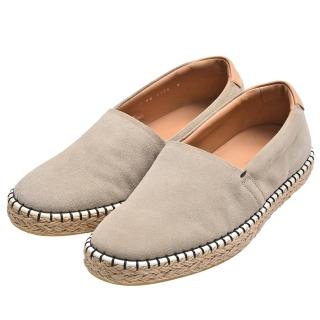 【Louis Vuitton 路易威登】麂皮休閒草編樂福鞋(米灰色)