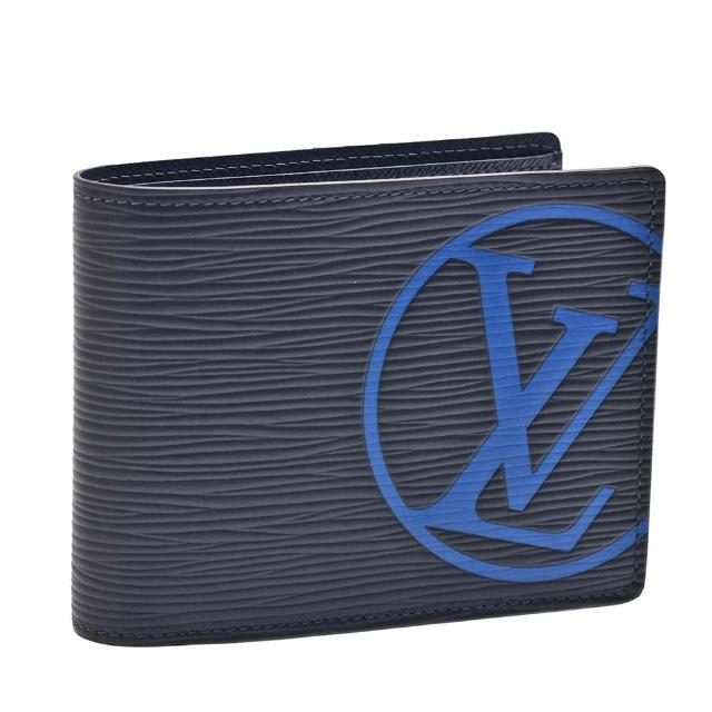【Louis Vuitton 路易威登】M67908經典MULTIPLE EPI皮革交叉式卡夾短夾(深藍色)