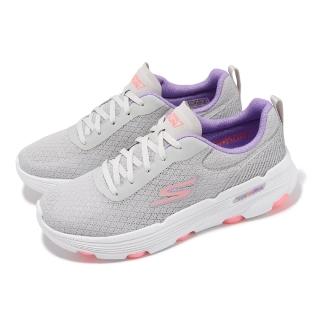 【SKECHERS】慢跑鞋 Go Run 7.0-Active Stride 女鞋 灰 紫 厚底 回彈 輕量 運動鞋(129333-GYLV)