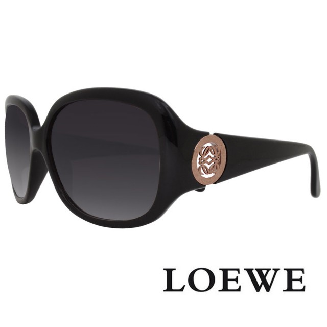 【LOEWE 羅威】西班牙皇室品牌 貴氣顯小臉款方框太陽眼鏡(黑/金 SLW744G-0700)