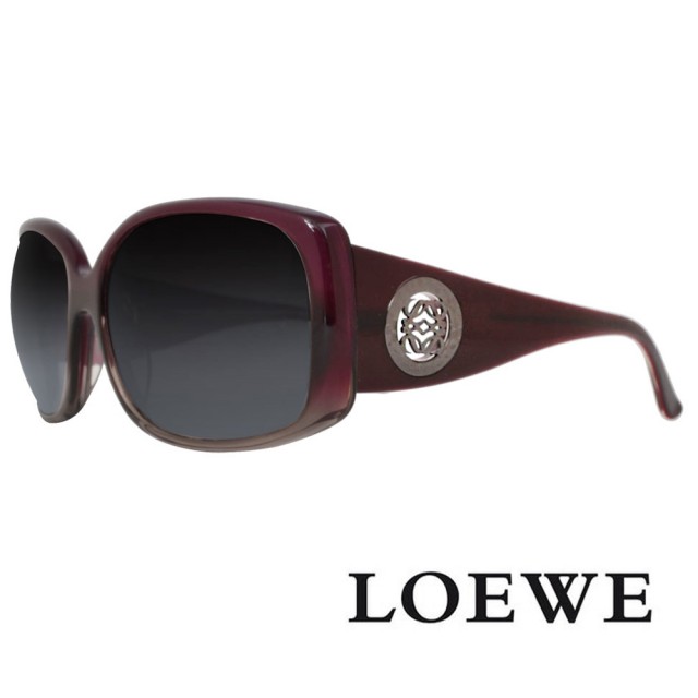 【LOEWE 羅威】摩登圓環復古款太陽眼鏡(漸成紫/銀 SLW695-09MV)