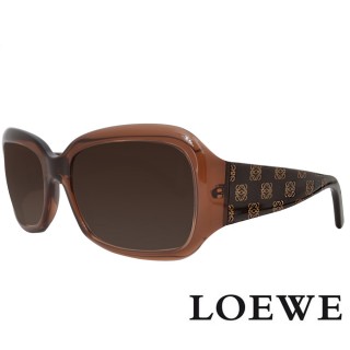 【LOEWE 羅威】今夏流行款 復古方框太陽眼鏡(咖啡/金 SLW696-0851)