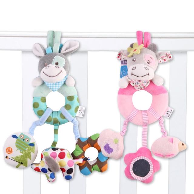 【JoyNa】安撫玩具 可愛動物床掛 多觸感動物手搖鈴