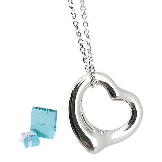【Tiffany&Co. 蒂芙尼】925純銀 Open Heart 中款心型墜飾項鍊