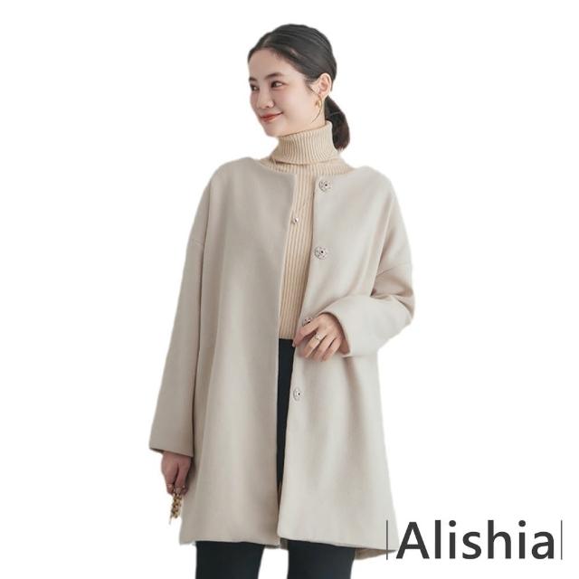 【Alishia】時尚輕柔保暖修身圓領毛呢大衣 S-XL(現+預  棕 / 黑 / 米)