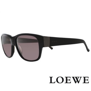 【LOEWE 羅威】西班牙皇室品牌 百搭基本款方框太陽眼鏡(黑 SLW693-0700)