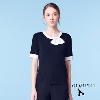 【GLORY21】速達-網路獨賣款-衣領蝴蝶結上衣(黑色)