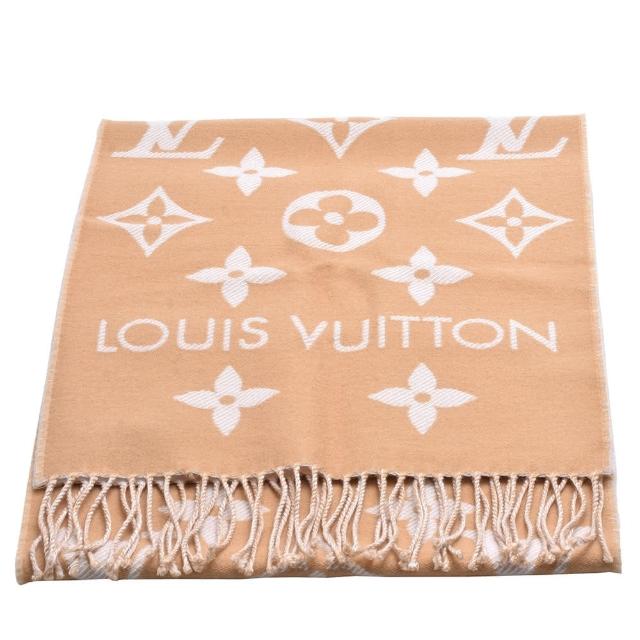 【Louis Vuitton 路易威登】M77728 經典ESSENTIAL圖案羊毛圍巾(米色)