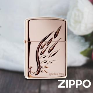 【Zippo官方直營】精雕玫瑰金色羽翼-加厚版-防風打火機(美國防風打火機)