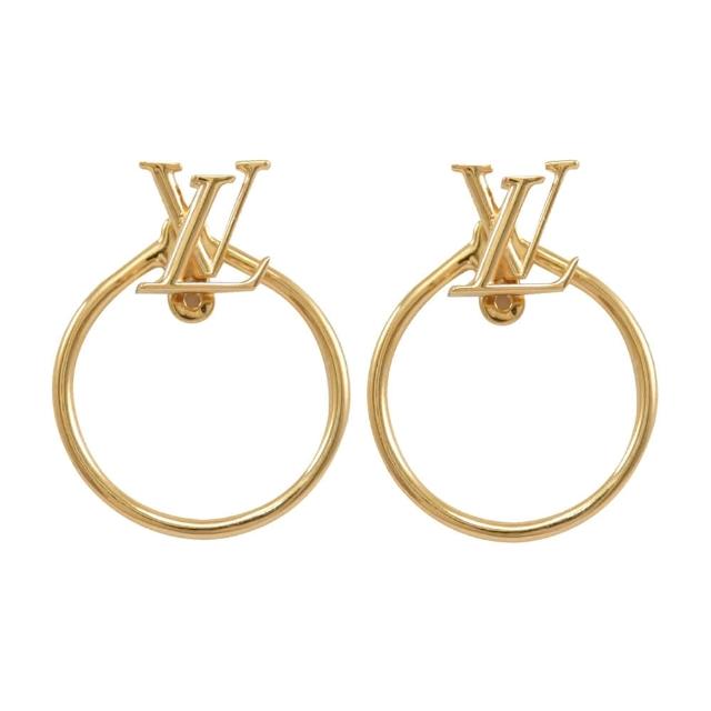 【Louis Vuitton 路易威登】M00763 經典LV Initials標誌Eclipse系列圈環飾品耳環(金色)