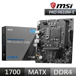【MSI 微星】微星 PRO H610M-E DDR4 主機板