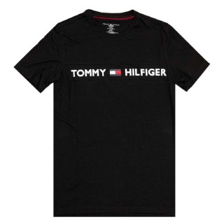 【Tommy Hilfiger】Tommy Modern Essentials 黑色 圓領T恤 男士針織短袖上衣 印花LOGO(TOMMY圓領短袖上衣)