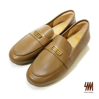 【SM】個性金屬釦羊皮紳士平底樂福鞋(棕色)
