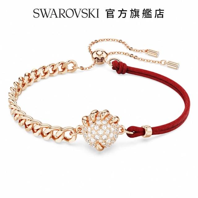 【SWAROVSKI 官方直營】Dragon & Phoenix 手鏈 龍爪 紅色 鍍玫瑰金色調(交換禮物)