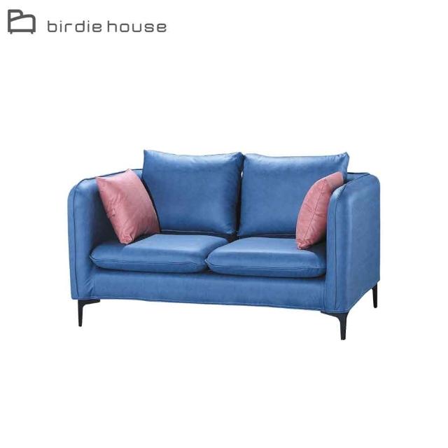 【柏蒂家居】傑勒藍色科技布沙發/雙人沙發/二人座沙發-贈抱枕