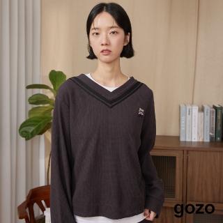 【gozo】gozo三次方華夫格學院風長袖上衣(兩色)