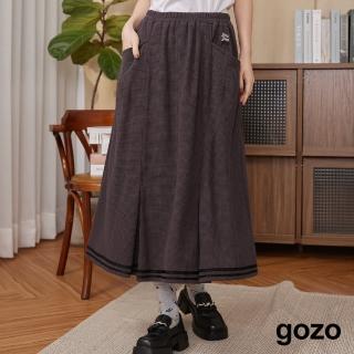 【gozo】gozo三次方華夫格學院風圓裙(兩色)