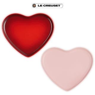 【Le Creuset】瓷器花蕾系列心型盤 32cm(櫻桃紅/甜心粉 2色選1)