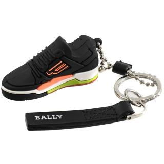 【BALLY】限定聯名CHAMPION球鞋造型皮革雙吊飾鑰匙圈(黑)