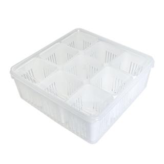 【百貨King】家庭元素分格瀝水保鮮盒/密封盒(9格)