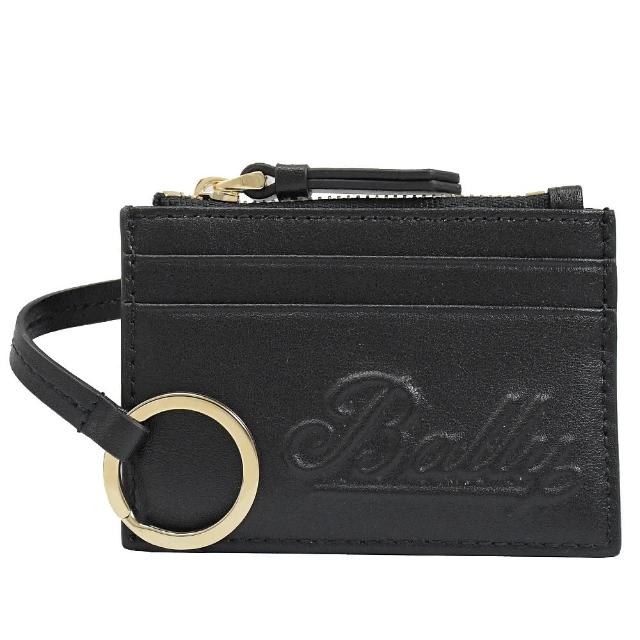 【BALLY】小牛皮信用卡夾鑰匙圈零錢包(黑)