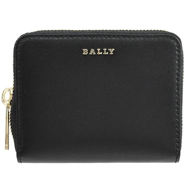 【BALLY】簡約金屬LOGO小牛皮信用卡零錢包短夾(黑)