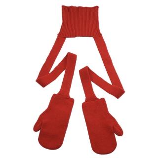 【BOTTEGA VENETA 寶緹嘉】簡約喀什米爾羊毛針織圍脖手套雙組合(紅)