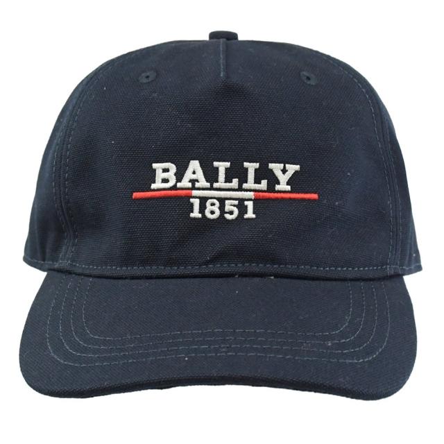 【BALLY】品牌電繡字母B字LOGO帆布鴨舌帽棒球帽(深藍)