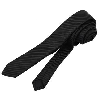 【YSL】簡約時尚配件緞面斜紋設計混紡蠶絲棉質領帶(黑)
