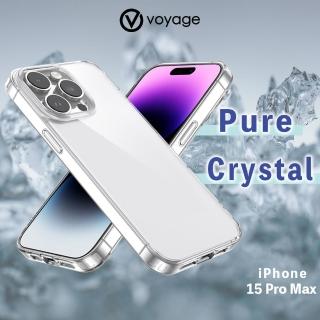 【VOYAGE】iPhone 15 Pro Max 6.7 抗摔防刮保護殼-Pure Crystal 純粹(環保塑料 兩年抗黃保證)