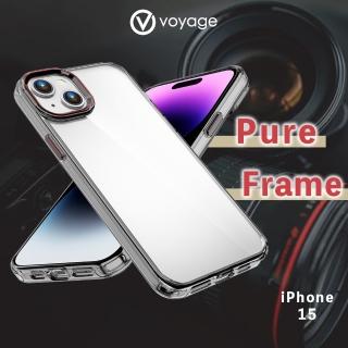【VOYAGE】iPhone 15 6.1 抗摔防刮保護殼-Pure Frame-透黑(２合１吸震複合式材料製程)