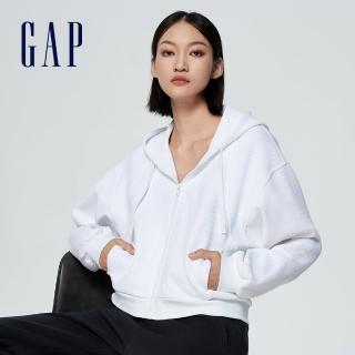 【GAP】女裝 Logo連帽外套-白色(429008)