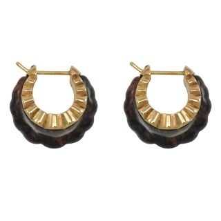 【BOTTEGA VENETA 寶緹嘉】復古風琥珀金屬圓環設計感針式耳環(金)