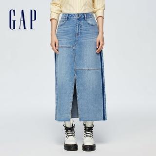 【GAP】女裝 牛仔長裙-淺藍色(874444)