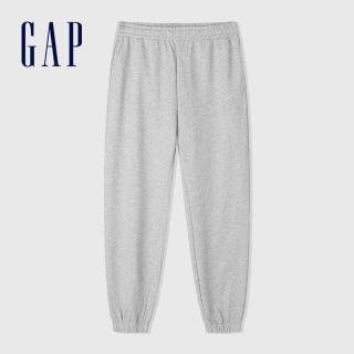 【GAP】男裝 Logo束口鬆緊棉褲 碳素軟磨法式圈織系列-淺灰色(889521)